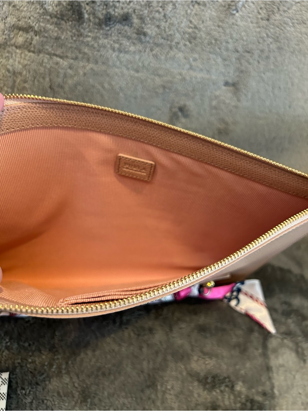 Furla Blush Pink Leather pouch Clutch with Scarf Wrap made in Italy - Picture 5 of 10